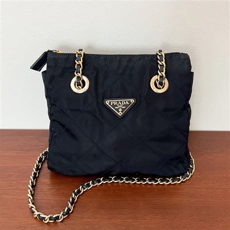 prada nylon bag with gold chain|prada nylon drawstring bag.